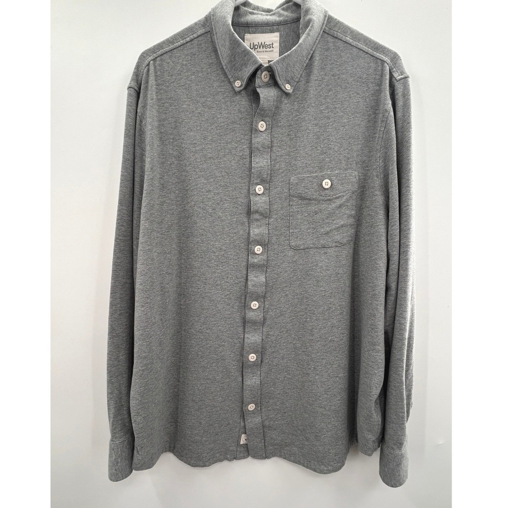 UpWest Mens XL Gray Knit Button Down Shirt Soft Casual Resort Coastal Minimalist - Picture 2 of 10